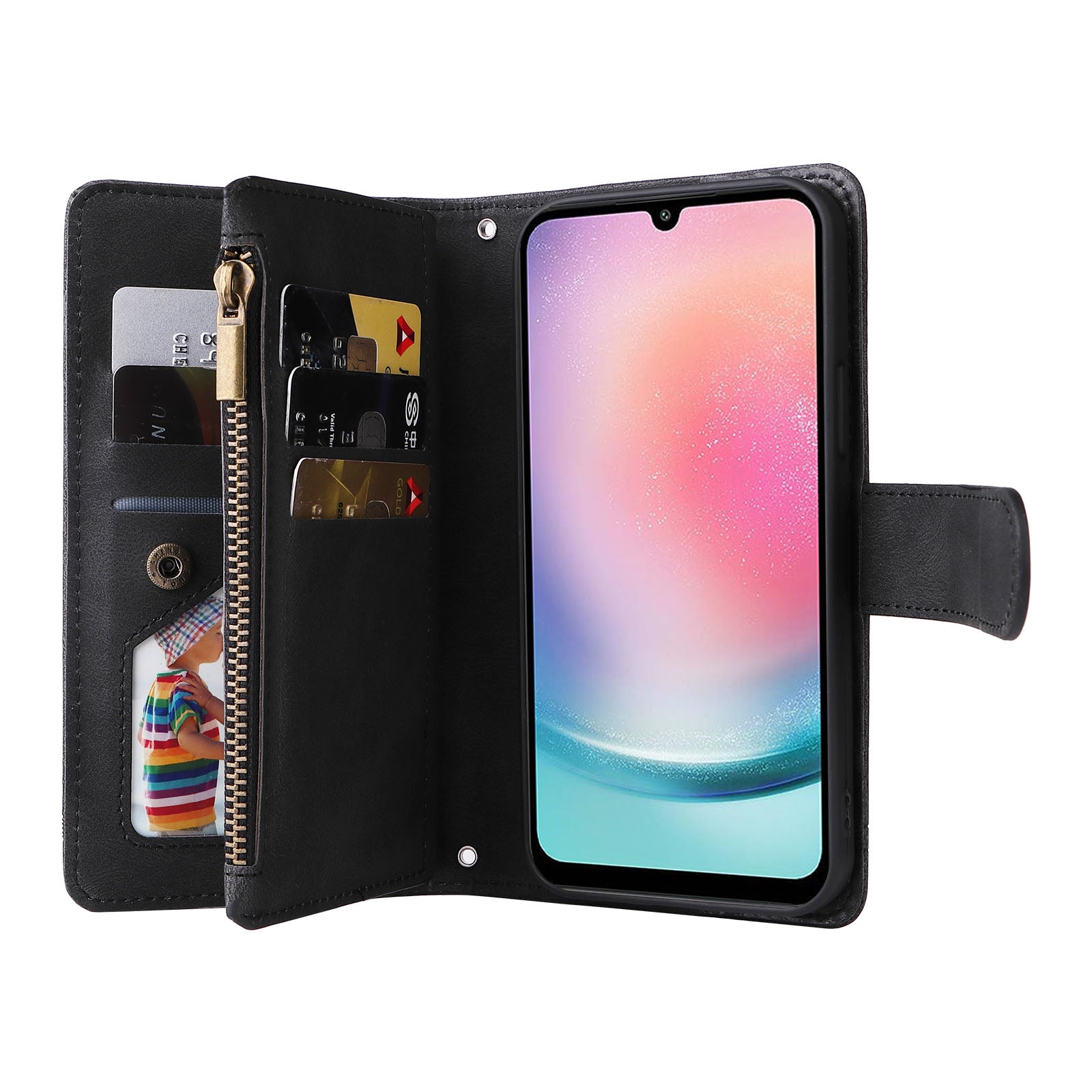 For Samsung Galaxy S23 FE Multiple Card Slots Skin-touch Phone Case Zipper Pocket Leather Wallet Stand Cover For Samsung Galaxy S23 FE Multiple Card Slots Skin-touch Phone Case Zipper Pocket Leather Wallet Stand Cover